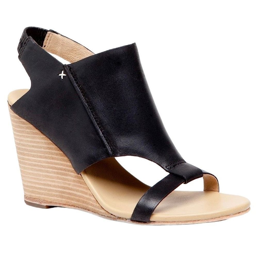 UGG Black and Tan Wedge Sandals